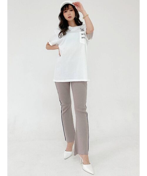 GYDA（ジェイダ）の「TRUTH/DARE BUNNYポケットTシャツ（Tシャツ/カットソー・レディース・チャコールグレー/パープル/オフホワイト・FREE）」の18枚目の写真