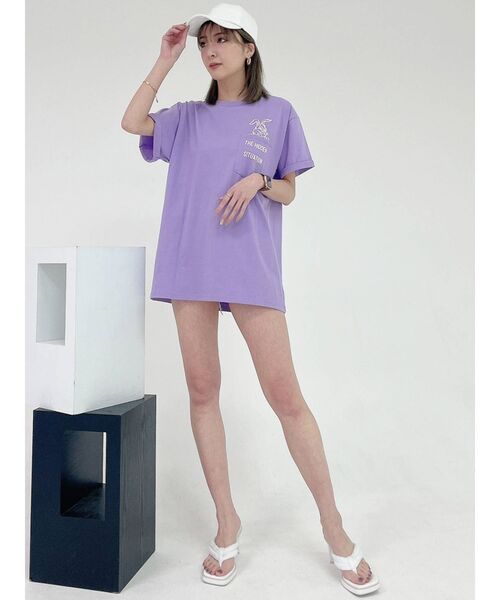 GYDA（ジェイダ）の「TRUTH/DARE BUNNYポケットTシャツ（Tシャツ/カットソー・レディース・チャコールグレー/パープル/オフホワイト・FREE）」の12枚目の写真