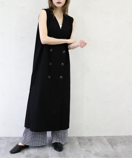 Per sist ence（パーシエンス）の「Per sist ence/パーシエンス　リネンライクノーカラーロングベスト（ベスト・レディース・ブラック/ベージュ/アイボリー/キャメル・FREE）」の15枚目の写真