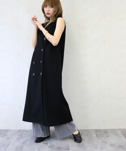 Per sist ence（パーシエンス）の「Per sist ence/パーシエンス　リネンライクノーカラーロングベスト（ベスト・レディース・ブラック/ベージュ/アイボリー/キャメル・FREE）」の16枚目の写真