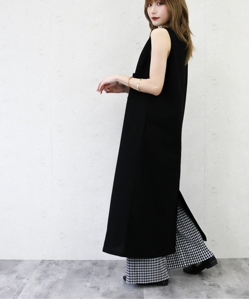 Per sist ence（パーシエンス）の「Per sist ence/パーシエンス　リネンライクノーカラーロングベスト（ベスト・レディース・ブラック/ベージュ/アイボリー/キャメル・FREE）」の17枚目の写真
