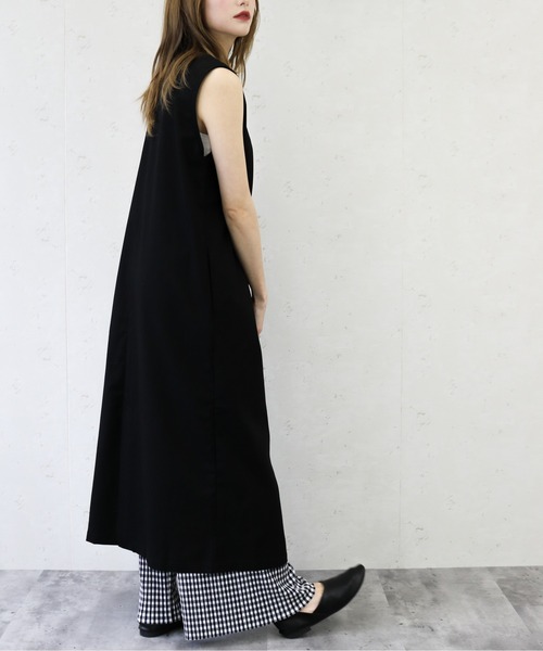 Per sist ence（パーシエンス）の「Per sist ence/パーシエンス　リネンライクノーカラーロングベスト（ベスト・レディース・ブラック/ベージュ/アイボリー/キャメル・FREE）」の18枚目の写真