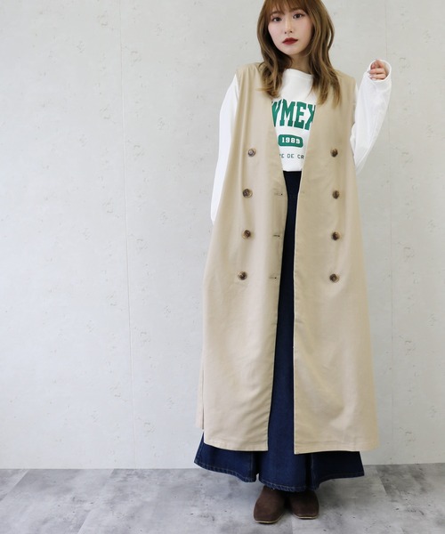 Per sist ence（パーシエンス）の「Per sist ence/パーシエンス　リネンライクノーカラーロングベスト（ベスト・レディース・ブラック/ベージュ/アイボリー/キャメル・FREE）」の19枚目の写真