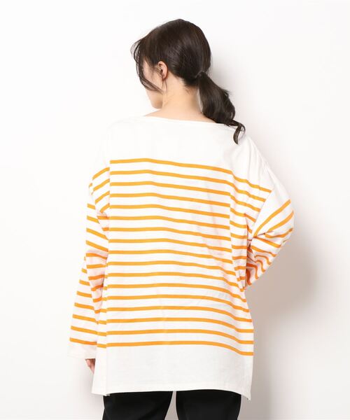 AMERICAN HOLIC(アメリカンホリック)の「パネルボーダーカットチュニック(Tシャツ/カットソー・レディース・ネイビー/オレンジ/グリーン・L/M)」の6枚目の写真