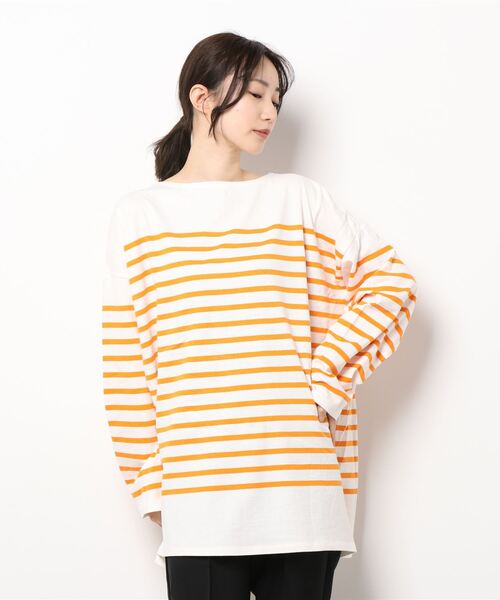 AMERICAN HOLIC(アメリカンホリック)の「パネルボーダーカットチュニック(Tシャツ/カットソー・レディース・ネイビー/オレンジ/グリーン・L/M)」の7枚目の写真