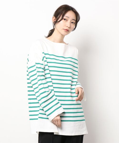 AMERICAN HOLIC(アメリカンホリック)の「パネルボーダーカットチュニック(Tシャツ/カットソー・レディース・ネイビー/オレンジ/グリーン・L/M)」の9枚目の写真