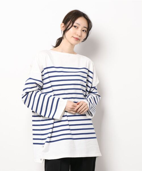 AMERICAN HOLIC(アメリカンホリック)の「パネルボーダーカットチュニック(Tシャツ/カットソー・レディース・ネイビー/オレンジ/グリーン・L/M)」の4枚目の写真