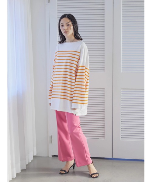 AMERICAN HOLIC(アメリカンホリック)の「パネルボーダーカットチュニック(Tシャツ/カットソー・レディース・ネイビー/オレンジ/グリーン・L/M)」の13枚目の写真