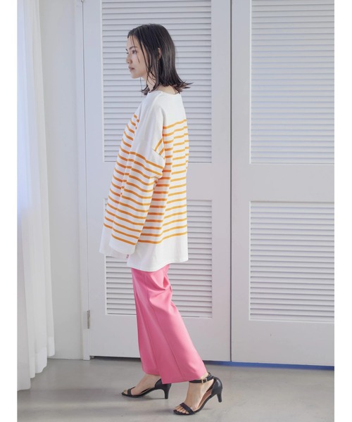 AMERICAN HOLIC(アメリカンホリック)の「パネルボーダーカットチュニック(Tシャツ/カットソー・レディース・ネイビー/オレンジ/グリーン・L/M)」の14枚目の写真