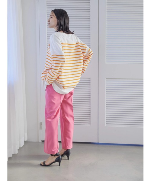 AMERICAN HOLIC(アメリカンホリック)の「パネルボーダーカットチュニック(Tシャツ/カットソー・レディース・ネイビー/オレンジ/グリーン・L/M)」の15枚目の写真