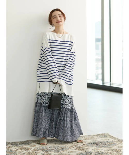 AMERICAN HOLIC(アメリカンホリック)の「パネルボーダーカットチュニック(Tシャツ/カットソー・レディース・ネイビー/オレンジ/グリーン・L/M)」の18枚目の写真