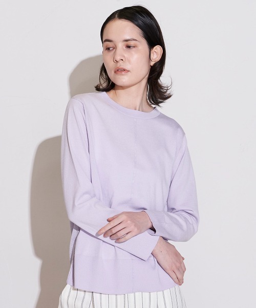 la.f…(ラエフ)の「前後2WAY クルーネックニット《手洗い可能》(ニット/セーター・レディース・ベージュ/パープル/ネイビー/グリーン・11号/9号/7号)」の4枚目の写真