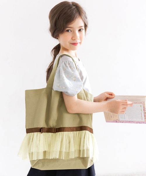 Bee des Bee(ビーデスビー)の「チュールレース&リボン レッスントートバッグ(トートバッグ・キッズ・ブラック/ベージュ/ネイビー/ピンク/ブルーグレー/アイボリー・フリー)」の11枚目の写真