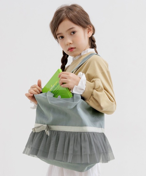 Bee des Bee(ビーデスビー)の「チュールレース&リボン レッスントートバッグ(トートバッグ・キッズ・ブラック/ベージュ/ネイビー/ピンク/ブルーグレー/アイボリー・フリー)」の21枚目の写真