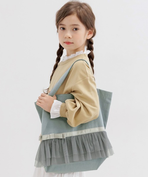 Bee des Bee(ビーデスビー)の「チュールレース&リボン レッスントートバッグ(トートバッグ・キッズ・ブラック/ベージュ/ネイビー/ピンク/ブルーグレー/アイボリー・フリー)」の20枚目の写真