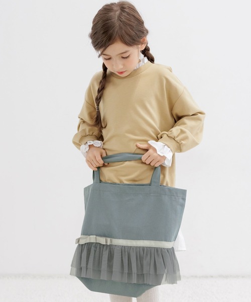 Bee des Bee(ビーデスビー)の「チュールレース&リボン レッスントートバッグ(トートバッグ・キッズ・ブラック/ベージュ/ネイビー/ピンク/ブルーグレー/アイボリー・フリー)」の19枚目の写真