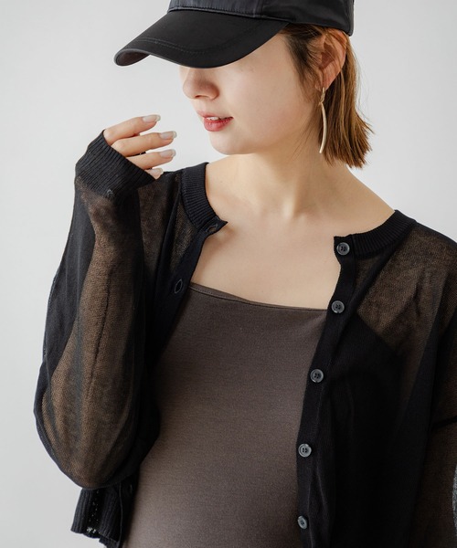 rectangle（レクタングル）の「2WAYシアーニットカーディガン（カーディガン/ボレロ・レディース・スカイブルー/ブラック/ピンク/イエロー/オレンジ/ブルー/グリーン/アイボリー/杢グレー・FREE）」の3枚目の写真