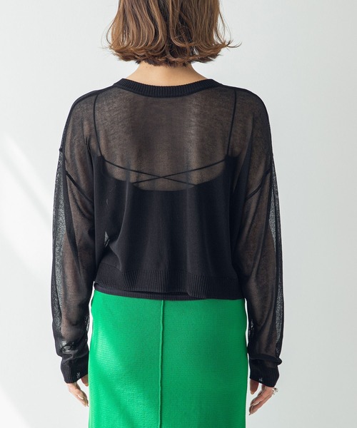 rectangle（レクタングル）の「2WAYシアーニットカーディガン（カーディガン/ボレロ・レディース・スカイブルー/ブラック/ピンク/イエロー/オレンジ/ブルー/グリーン/アイボリー/杢グレー・FREE）」の18枚目の写真