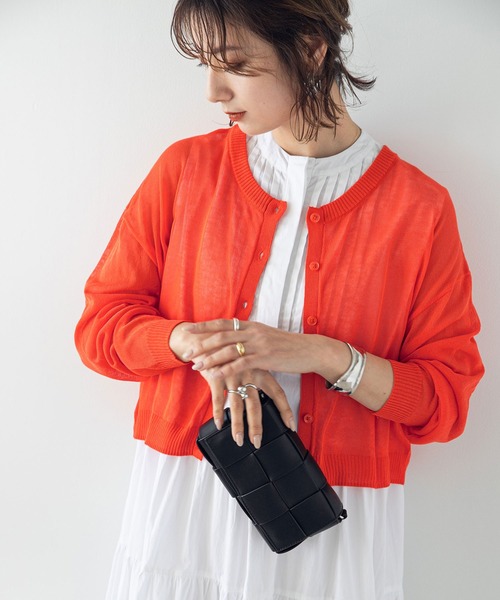 rectangle（レクタングル）の「2WAYシアーニットカーディガン（カーディガン/ボレロ・レディース・スカイブルー/ブラック/ピンク/イエロー/オレンジ/ブルー/グリーン/アイボリー/杢グレー・FREE）」の10枚目の写真