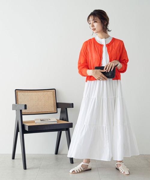 rectangle（レクタングル）の「2WAYシアーニットカーディガン（カーディガン/ボレロ・レディース・スカイブルー/ブラック/ピンク/イエロー/オレンジ/ブルー/グリーン/アイボリー/杢グレー・FREE）」の12枚目の写真