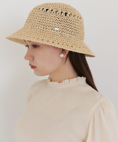 TINA：JOJUN（ティーナジョジュン）の「手編み ペーパーハット TINA：JOJUN（ハット・レディース・ホワイト/ブラック・F）」の2枚目の写真