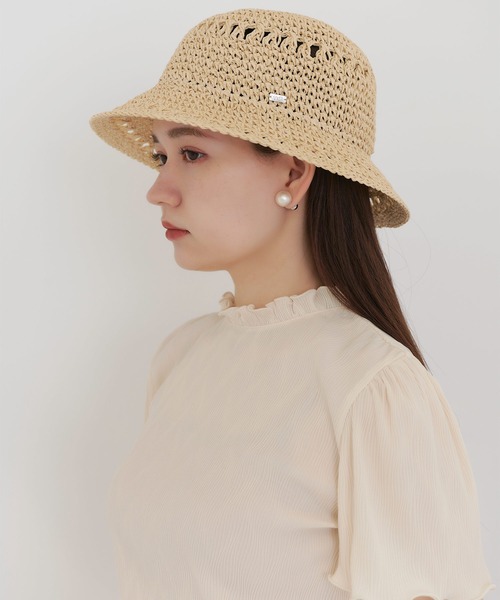 TINA：JOJUN（ティーナジョジュン）の「手編み ペーパーハット TINA：JOJUN（ハット・レディース・ホワイト/ブラック・F）」の3枚目の写真