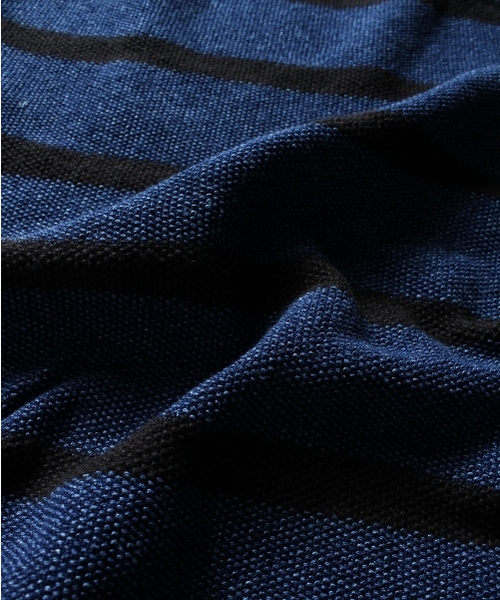 EDIFICE（エディフィス）の「 ◇INDIGO / インディゴ : ボーダークルーネック カタボタンニット （ニット/セーター・メンズ・ブルー/ネイビー・44/48/46）」の6枚目の写真