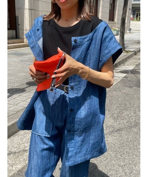 ulu(ウル)の「Linen denim vest(ベスト・レディース・ブルー・FREE)」の2枚目の写真