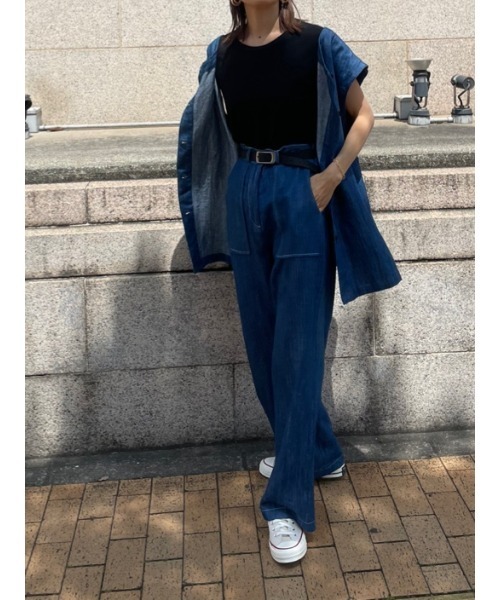 ulu(ウル)の「Linen denim vest(ベスト・レディース・ブルー・FREE)」の3枚目の写真