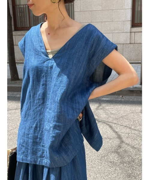 ulu(ウル)の「Linen denim vest(ベスト・レディース・ブルー・FREE)」の5枚目の写真