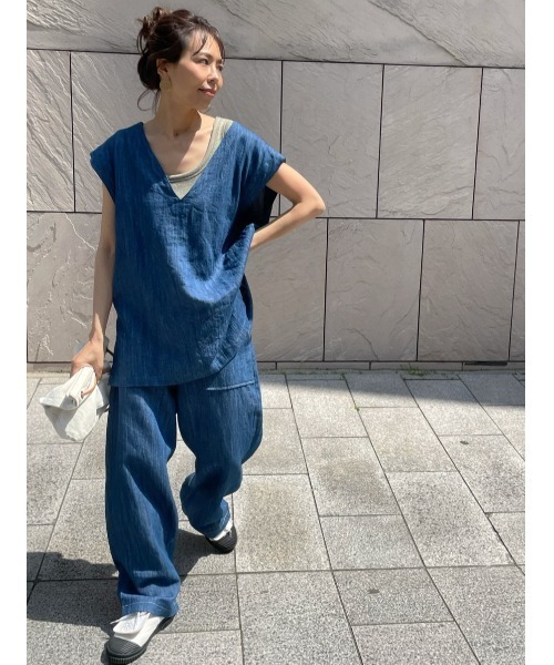 ulu(ウル)の「Linen denim vest(ベスト・レディース・ブルー・FREE)」の6枚目の写真