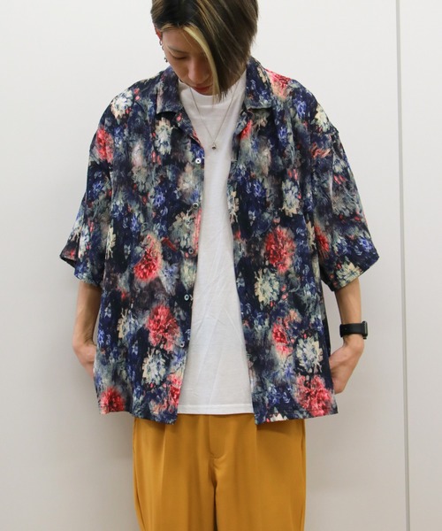 VENCEEXCHANGE（ヴァンスエクスチェンジ）の「花柄プリーツショートスリーブシャツ（シャツ/ブラウス・メンズ・ネイビー/ワインレッド・M/L）」の8枚目の写真