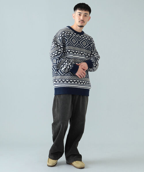 BEAMS / 5G ジャガード イージー クルーネック ニット