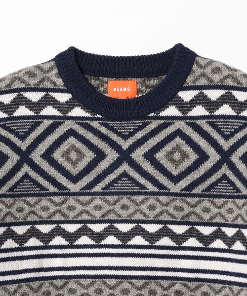 BEAMS / 5G ジャガード イージー クルーネック ニット