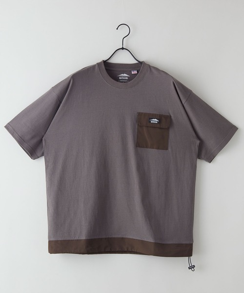OUTDOOR PRODUCTS（アウトドアプロダクツ）の「【OUTDOOR PRODUCTS/アウトドアプロダクツ】USAコットン　裾切り替え　ドローコード　ビッグシルエット　ポケット付きTシャツ（Tシャツ/カットソー・メンズ・ブラウン/ホワイト/オリーブ/ブラック・LARGE/X-LARGE/MEDIUM）」の4枚目の写真