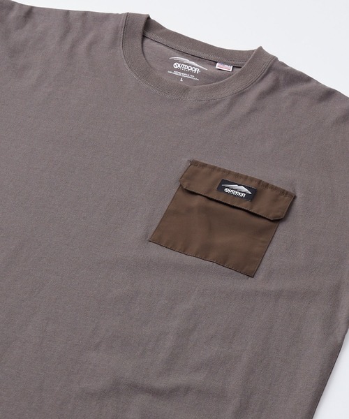 OUTDOOR PRODUCTS（アウトドアプロダクツ）の「【OUTDOOR PRODUCTS/アウトドアプロダクツ】USAコットン　裾切り替え　ドローコード　ビッグシルエット　ポケット付きTシャツ（Tシャツ/カットソー・メンズ・ブラウン/ホワイト/オリーブ/ブラック・LARGE/X-LARGE/MEDIUM）」の8枚目の写真