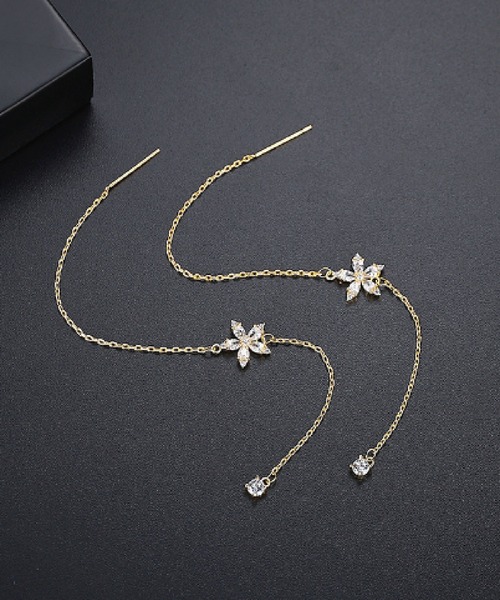 セール】ステンレス ジルコニアダイヤ ロングピアス（ピアス（両耳用  