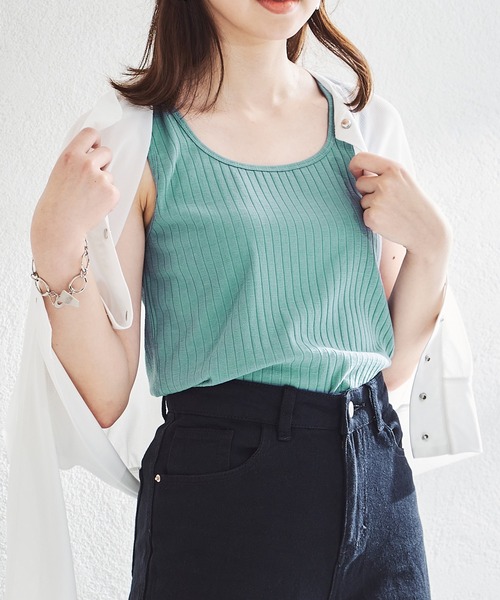 acro（アクロ）の「ワイドリブクルーネックタンクトップ/AC1449（タンクトップ・レディース・ホワイト/ブラック/グレー/ブルー/ブラウン・FREE）」の5枚目の写真