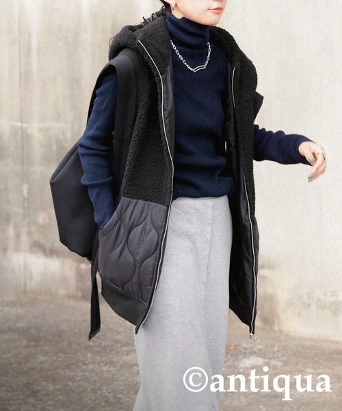 antiqua（アンティカ）の「綿100％タートルリブニット（ニット/セーター・レディース・ライトグリーン/グリーン/ブラック/レッド/ネイビー/アイボリー/ベージュ・FREE）」の14枚目の写真