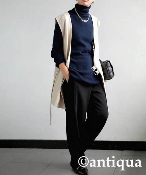 antiqua（アンティカ）の「綿100％タートルリブニット（ニット/セーター・レディース・ライトグリーン/グリーン/ブラック/レッド/ネイビー/アイボリー/ベージュ・FREE）」の16枚目の写真