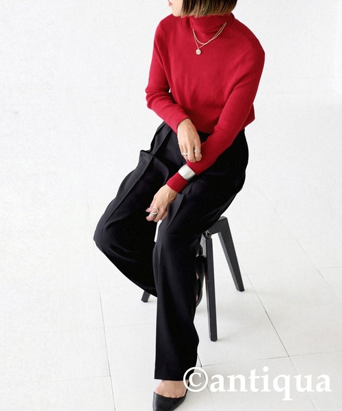 antiqua（アンティカ）の「綿100％タートルリブニット（ニット/セーター・レディース・ライトグリーン/グリーン/ブラック/レッド/ネイビー/アイボリー/ベージュ・FREE）」の18枚目の写真