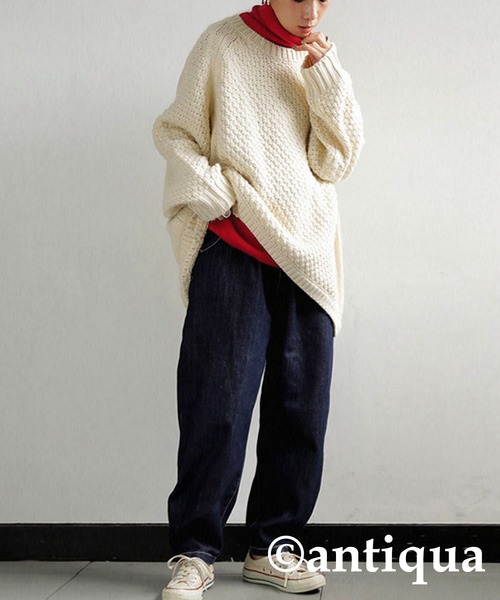antiqua（アンティカ）の「綿100％タートルリブニット（ニット/セーター・レディース・ライトグリーン/グリーン/ブラック/レッド/ネイビー/アイボリー/ベージュ・FREE）」の19枚目の写真