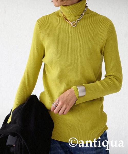 antiqua（アンティカ）の「綿100％タートルリブニット（ニット/セーター・レディース・ライトグリーン/グリーン/ブラック/レッド/ネイビー/アイボリー/ベージュ・FREE）」の9枚目の写真