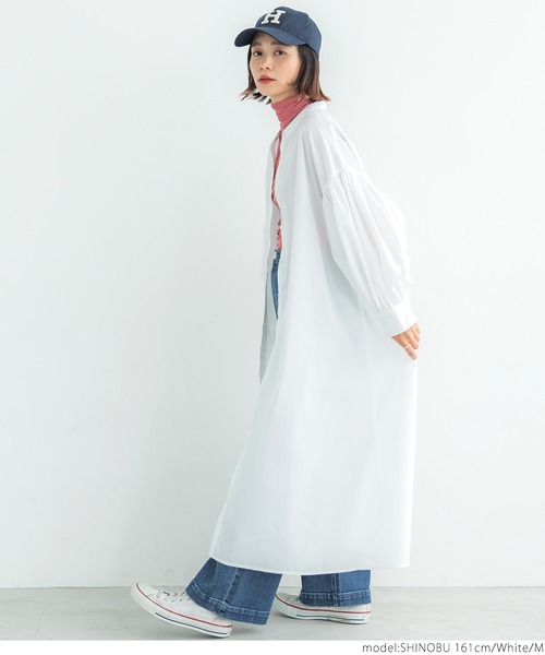 coca（coca）（コカ）の「袖ボリュームスリーブシャツワンピース（シャツワンピース・レディース・ホワイト/ブラック・M/L）」の7枚目の写真