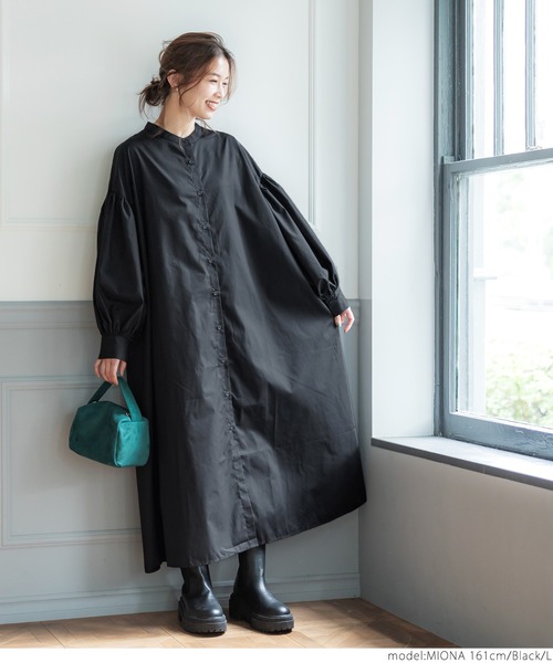 coca（coca）（コカ）の「袖ボリュームスリーブシャツワンピース（シャツワンピース・レディース・ホワイト/ブラック・M/L）」の8枚目の写真