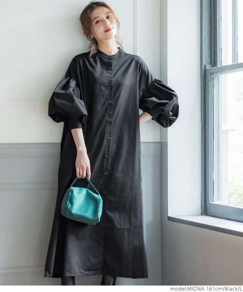 coca（coca）（コカ）の「袖ボリュームスリーブシャツワンピース（シャツワンピース・レディース・ホワイト/ブラック・M/L）」の10枚目の写真