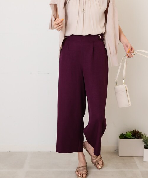 DRESKIP(ドレスキップ)の「◆【洗える】麻調ビンテ-ジツイル ワイドパンツ(その他パンツ・レディース・ベージュ/パープル系/ブラック/ダークブラウン・02/03)」の1枚目の写真