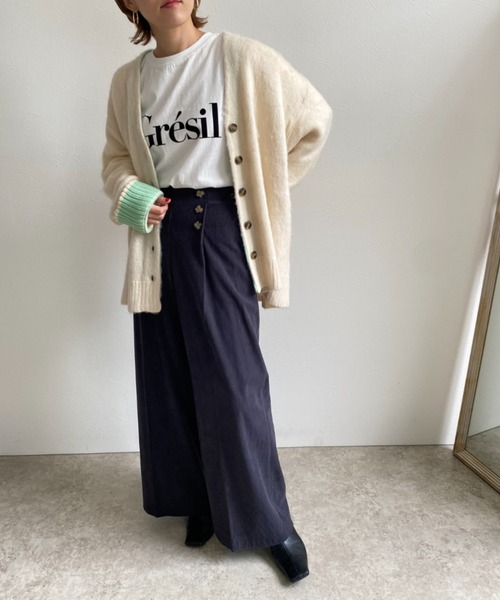 LHELBIE（レルビエ）の「シャギーニットカーディガン（カーディガン/ボレロ・レディース・ベージュ/ネイビー/オフホワイト/グリーン/パープル/グレイッシュブルー/ピンク・M）」の12枚目の写真