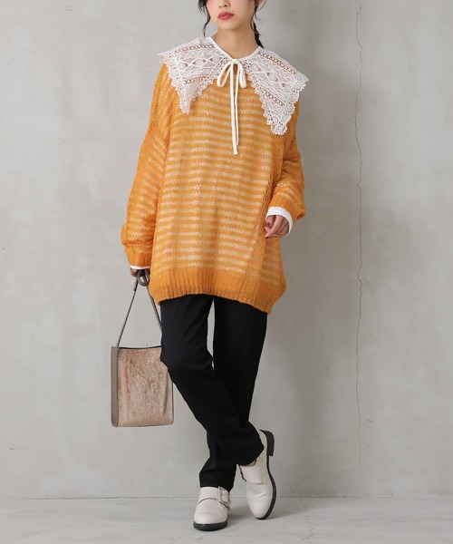 n'OrLABEL（ノアールレーベル）の「【廃盤】『透かしモヘヤタッチニット』（ニット/セーター・レディース・ライトブルー/オレンジ/ピンク/グリーン・FREE）」の16枚目の写真