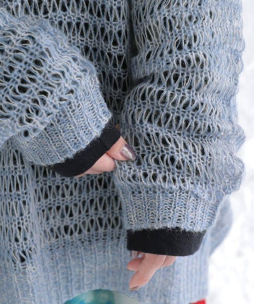 n'OrLABEL（ノアールレーベル）の「【廃盤】『透かしモヘヤタッチニット』（ニット/セーター・レディース・ライトブルー/オレンジ/ピンク/グリーン・FREE）」の20枚目の写真